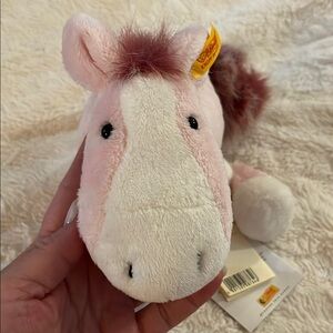 Steiff Pink and White Plush Horse Toy